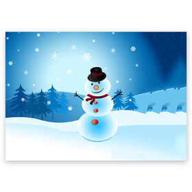 Поздравительная открытка с принтом Снеговик в Белгороде, 100% бумага | плотность бумаги 280 г/м2, матовая, на обратной стороне линовка и место для марки
 | дед мороз | зима | новый год | праздник | снеговик | снежинки