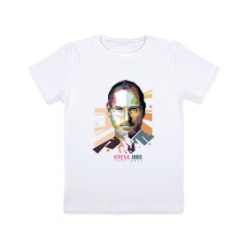 Детская футболка хлопок с принтом Стив Джобс в Белгороде, 100% хлопок | круглый вырез горловины, полуприлегающий силуэт, длина до линии бедер | apple | брэнд | джобс | стив | эпл