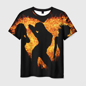Мужская футболка 3D с принтом Танец огня в Белгороде, 100% полиэфир | прямой крой, круглый вырез горловины, длина до линии бедер | Тематика изображения на принте: любовь | огонь | пламя | сердце | танец