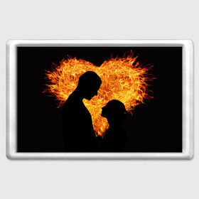 Магнит 45*70 с принтом Огненная любовь в Белгороде, Пластик | Размер: 78*52 мм; Размер печати: 70*45 | любовь | огонь | пламя | сердце | танец