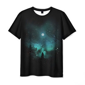 Мужская футболка 3D с принтом Взгляд на звезды в Белгороде, 100% полиэфир | прямой крой, круглый вырез горловины, длина до линии бедер | Тематика изображения на принте: cosmos | galaxy | hipster | moon | night | planet | space | star | universe | вселенная | галактика | звезды | космос | луна | ночь | планета | хипстер