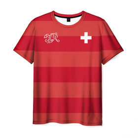 Мужская футболка 3D с принтом Сборная Швейцарии в Белгороде, 100% полиэфир | прямой крой, круглый вырез горловины, длина до линии бедер | футбол | швейцария