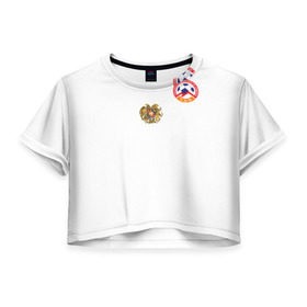 Женская футболка 3D укороченная с принтом Сборная Армении в Белгороде, 100% полиэстер | круглая горловина, длина футболки до линии талии, рукава с отворотами | armenia | армения | футбол