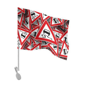 Флаг для автомобиля с принтом Дорожный знак 1 в Белгороде, 100% полиэстер | Размер: 30*21 см | автомобиль | гонки | дорога | драйв | знак | пдд | скорость