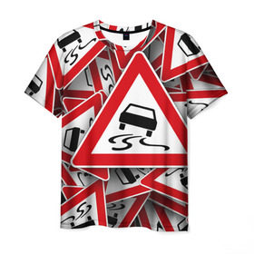 Мужская футболка 3D с принтом Дорожный знак 1 в Белгороде, 100% полиэфир | прямой крой, круглый вырез горловины, длина до линии бедер | автомобиль | гонки | дорога | драйв | знак | пдд | скорость