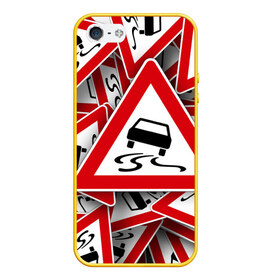 Чехол для iPhone 5/5S матовый с принтом Дорожный знак 1 в Белгороде, Силикон | Область печати: задняя сторона чехла, без боковых панелей | Тематика изображения на принте: автомобиль | гонки | дорога | драйв | знак | пдд | скорость