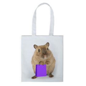 Сумка 3D повседневная с принтом Хомяк с сумкой в Белгороде, 100% полиэстер | Плотность: 200 г/м2; Размер: 34×35 см; Высота лямок: 30 см | грызун | животные | крыса | мышь | хомяк | яблоко