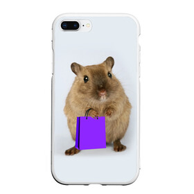 Чехол для iPhone 7Plus/8 Plus матовый с принтом Хомяк с сумкой в Белгороде, Силикон | Область печати: задняя сторона чехла, без боковых панелей | грызун | животные | крыса | мышь | хомяк | яблоко