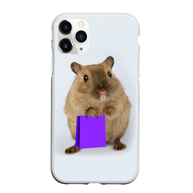 Чехол для iPhone 11 Pro матовый с принтом Хомяк с сумкой в Белгороде, Силикон |  | грызун | животные | крыса | мышь | хомяк | яблоко
