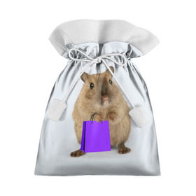 Подарочный 3D мешок с принтом Хомяк с сумкой в Белгороде, 100% полиэстер | Размер: 29*39 см | грызун | животные | крыса | мышь | хомяк | яблоко