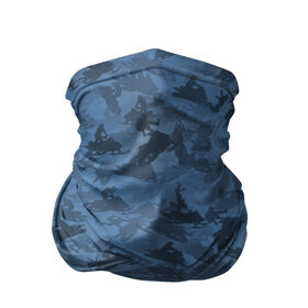Бандана-труба 3D с принтом Камуфляж со снегоходами в Белгороде, 100% полиэстер, ткань с особыми свойствами — Activecool | плотность 150‒180 г/м2; хорошо тянется, но сохраняет форму | зима | милитари | синий | снег | снегоход | текстура | экстремальный | экстрим