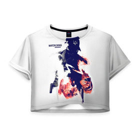 Женская футболка 3D укороченная с принтом Watch Dogs 2 в Белгороде, 100% полиэстер | круглая горловина, длина футболки до линии талии, рукава с отворотами | dogs | ubisoft | watch | псы | сторожевые