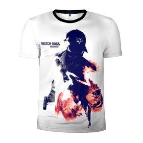 Мужская футболка 3D спортивная с принтом Watch Dogs 2 в Белгороде, 100% полиэстер с улучшенными характеристиками | приталенный силуэт, круглая горловина, широкие плечи, сужается к линии бедра | dogs | ubisoft | watch | псы | сторожевые
