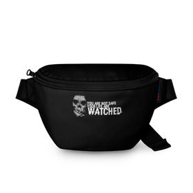 Поясная сумка 3D с принтом Watch Dogs 2 в Белгороде, 100% полиэстер | плотная ткань, ремень с регулируемой длиной, внутри несколько карманов для мелочей, основное отделение и карман с обратной стороны сумки застегиваются на молнию | dogs | ubisoft | watch | watchdogs | псы | сторожевые | хакер