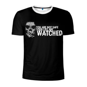 Мужская футболка 3D спортивная с принтом Watch Dogs 2 в Белгороде, 100% полиэстер с улучшенными характеристиками | приталенный силуэт, круглая горловина, широкие плечи, сужается к линии бедра | dogs | ubisoft | watch | watchdogs | псы | сторожевые | хакер