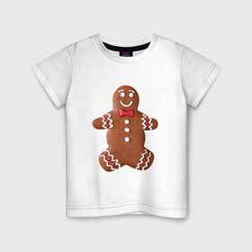 Детская футболка хлопок с принтом Новый год, Печенька! в Белгороде, 100% хлопок | круглый вырез горловины, полуприлегающий силуэт, длина до линии бедер | новыйгод | печенька