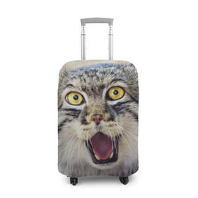 Чехол для чемодана 3D с принтом Дикий кот в Белгороде, 86% полиэфир, 14% спандекс | двустороннее нанесение принта, прорези для ручек и колес | animal | cat | eyes | jaws | predator | teeth | wild | взгляд | дикий | животное | клыки | кот | пасть | хищник