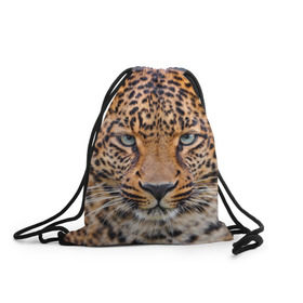 Рюкзак-мешок 3D с принтом Леопард в Белгороде, 100% полиэстер | плотность ткани — 200 г/м2, размер — 35 х 45 см; лямки — толстые шнурки, застежка на шнуровке, без карманов и подкладки | animal | leopard | look | predator | spotted | wild | взгляд | дикий | животное | леопард | пятнистый | хищник