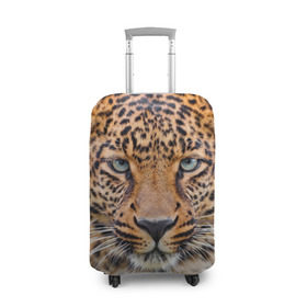 Чехол для чемодана 3D с принтом Леопард в Белгороде, 86% полиэфир, 14% спандекс | двустороннее нанесение принта, прорези для ручек и колес | animal | leopard | look | predator | spotted | wild | взгляд | дикий | животное | леопард | пятнистый | хищник