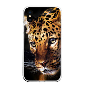 Чехол для iPhone XS Max матовый с принтом Леопард в Белгороде, Силикон | Область печати: задняя сторона чехла, без боковых панелей | animal | leopard | look | predator | spotted | wild | взгляд | дикий | животное | леопард | пятнистый | хищник