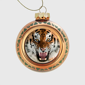 Стеклянный ёлочный шар с принтом Тигр в Белгороде, Стекло | Диаметр: 80 мм | animal | predator | striped | tiger | view | wild | взгляд | дикий | животное | полосатый | тигр | хищник