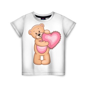Детская футболка 3D с принтом Teddy Bear в Белгороде, 100% гипоаллергенный полиэфир | прямой крой, круглый вырез горловины, длина до линии бедер, чуть спущенное плечо, ткань немного тянется | Тематика изображения на принте: teddy bear девушкам медведь тедди