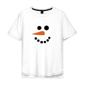 Мужская футболка хлопок Oversize с принтом Снеговик минимализм в Белгороде, 100% хлопок | свободный крой, круглый ворот, “спинка” длиннее передней части | год петуха | детям | крутой снеговик | любимым. | минимализм | морковка | новый год | подарок | популярное | снег | снеговик
