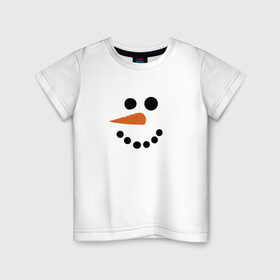 Детская футболка хлопок с принтом Снеговик минимализм в Белгороде, 100% хлопок | круглый вырез горловины, полуприлегающий силуэт, длина до линии бедер | год петуха | детям | крутой снеговик | любимым. | минимализм | морковка | новый год | подарок | популярное | снег | снеговик
