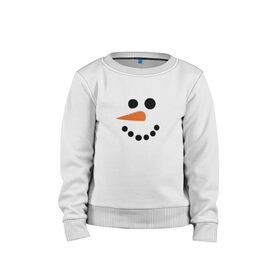 Детский свитшот хлопок с принтом Снеговик минимализм в Белгороде, 100% хлопок | круглый вырез горловины, эластичные манжеты, пояс и воротник | год петуха | детям | крутой снеговик | любимым. | минимализм | морковка | новый год | подарок | популярное | снег | снеговик