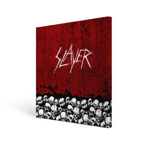 Холст квадратный с принтом Slayer Red в Белгороде, 100% ПВХ |  | metal | rock | метал | рок | слэйер | трэш | череп