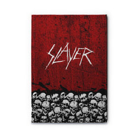 Обложка для автодокументов с принтом Slayer Red в Белгороде, натуральная кожа |  размер 19,9*13 см; внутри 4 больших “конверта” для документов и один маленький отдел — туда идеально встанут права | metal | rock | метал | рок | слэйер | трэш | череп