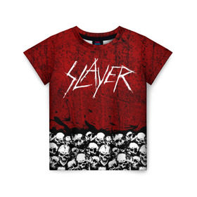 Детская футболка 3D с принтом Slayer Red в Белгороде, 100% гипоаллергенный полиэфир | прямой крой, круглый вырез горловины, длина до линии бедер, чуть спущенное плечо, ткань немного тянется | metal | rock | метал | рок | слэйер | трэш | череп