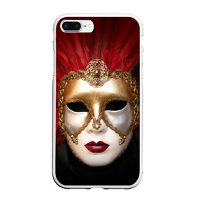 Чехол для iPhone 7Plus/8 Plus матовый с принтом Венецианская маска в Белгороде, Силикон | Область печати: задняя сторона чехла, без боковых панелей | венеция | италия | карнавал | красный | лицо | перья