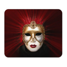 Коврик прямоугольный с принтом Венецианская маска в Белгороде, натуральный каучук | размер 230 х 185 мм; запечатка лицевой стороны | венеция | италия | карнавал | красный | лицо | перья