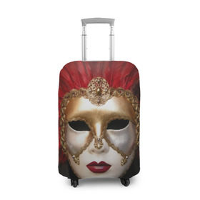 Чехол для чемодана 3D с принтом Венецианская маска в Белгороде, 86% полиэфир, 14% спандекс | двустороннее нанесение принта, прорези для ручек и колес | венеция | италия | карнавал | красный | лицо | перья