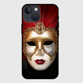 Чехол для iPhone 13 mini с принтом Венецианская маска в Белгороде,  |  | венеция | италия | карнавал | красный | лицо | перья