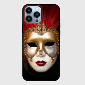 Чехол для iPhone 13 Pro Max с принтом Венецианская маска в Белгороде,  |  | Тематика изображения на принте: венеция | италия | карнавал | красный | лицо | перья