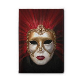 Обложка для автодокументов с принтом Венецианская маска в Белгороде, натуральная кожа |  размер 19,9*13 см; внутри 4 больших “конверта” для документов и один маленький отдел — туда идеально встанут права | Тематика изображения на принте: венеция | италия | карнавал | красный | лицо | перья