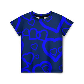 Детская футболка 3D с принтом Ночная романтика в Белгороде, 100% гипоаллергенный полиэфир | прямой крой, круглый вырез горловины, длина до линии бедер, чуть спущенное плечо, ткань немного тянется | love is | влюблённый | любовь | ночь | романтика | сердечки | сердце