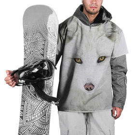 Накидка на куртку 3D с принтом Полярная лиса в Белгороде, 100% полиэстер |  | animal | polar fox | predator | sly | white | wild | белая | дикая | животное | лиса | полярная | хитрая | хищник