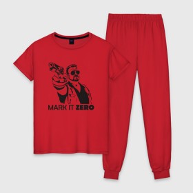 Женская пижама хлопок с принтом Walter Sobchak в Белгороде, 100% хлопок | брюки и футболка прямого кроя, без карманов, на брюках мягкая резинка на поясе и по низу штанин | the big lebowski | walter sobchak | большой лебовски