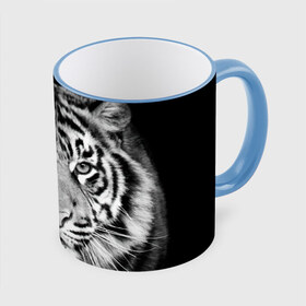 Кружка 3D с принтом Тигр в Белгороде, керамика | ёмкость 330 мл | Тематика изображения на принте: animal | black   white | look | predator | tiger | wild | взгляд | дикий | животное | тигр | хищник | черно   белый