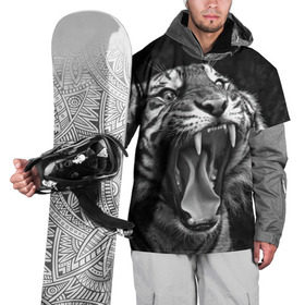 Накидка на куртку 3D с принтом Тигр в Белгороде, 100% полиэстер |  | Тематика изображения на принте: animal | black   white | fangs | jaws | jungle | predator | teeth | tiger | wild | джунгли | дикий | животное | клыки | оскал | пасть | тигр | хищник | черно   белый