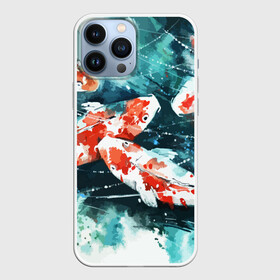 Чехол для iPhone 13 Pro Max с принтом Koi Fish (карпы кои) в Белгороде,  |  | bright | brocade | carp | color | decorative | depth | exotic | fish | koi | koi fish | sea | water | вода | глубина | декоративные | карпы | кои | море | парчовый | рыбки | цвет | экзотические | яркий