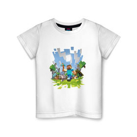 Детская футболка хлопок с принтом MINECRAFT в Белгороде, 100% хлопок | круглый вырез горловины, полуприлегающий силуэт, длина до линии бедер | minecraft | майнкрафт