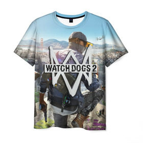 Мужская футболка 3D с принтом Watch Dogs 2 в Белгороде, 100% полиэфир | прямой крой, круглый вырез горловины, длина до линии бедер | watchdogs