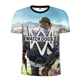 Мужская футболка 3D спортивная с принтом Watch Dogs 2 в Белгороде, 100% полиэстер с улучшенными характеристиками | приталенный силуэт, круглая горловина, широкие плечи, сужается к линии бедра | watchdogs
