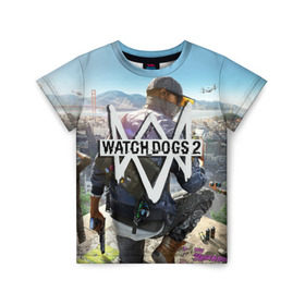 Детская футболка 3D с принтом Watch Dogs 2 в Белгороде, 100% гипоаллергенный полиэфир | прямой крой, круглый вырез горловины, длина до линии бедер, чуть спущенное плечо, ткань немного тянется | Тематика изображения на принте: watchdogs