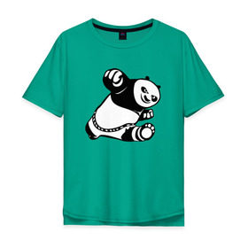 Мужская футболка хлопок Oversize с принтом Панда в Белгороде, 100% хлопок | свободный крой, круглый ворот, “спинка” длиннее передней части | Тематика изображения на принте: кунг фу | мульт | панда