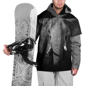 Накидка на куртку 3D с принтом Слон в Белгороде, 100% полиэстер |  | animal | big | black   white | elephant | wild | большой | дикий | животное | слон | черно   белый
